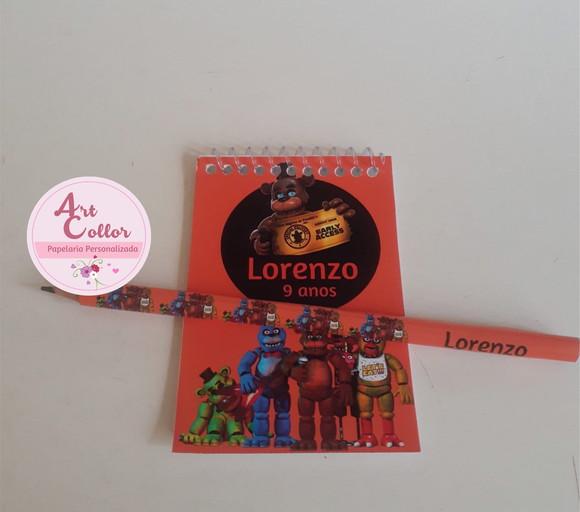 20 Bloquinhos Five Nights At Freddy + Lápis Personalizado