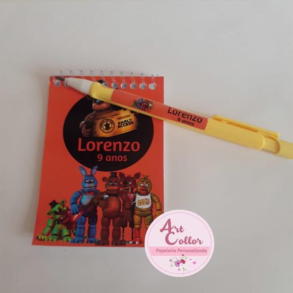 20 Bloquinhos Five Nights At Freddy + Lapiseira Personalizada