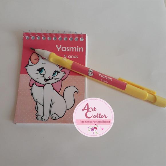 20 Bloquinhos Gatinha Marie + Lapiseira Personalizada