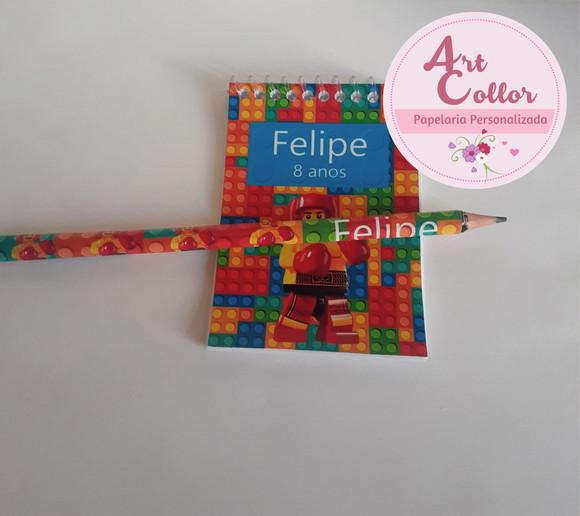 20 Bloquinhos Lego + Lápis Personalizado
