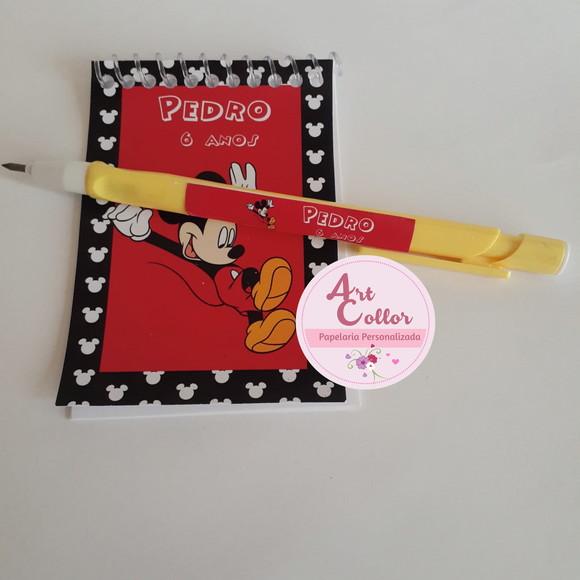20 Bloquinhos Mickey + Lapiseira Personalizada