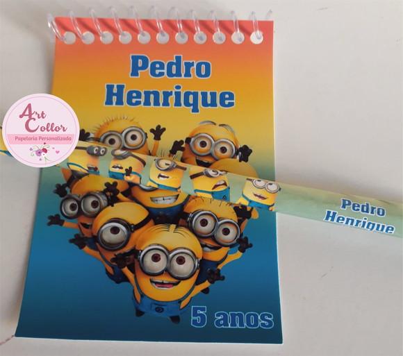 20 Bloquinhos Minions + Lápis Personalizado
