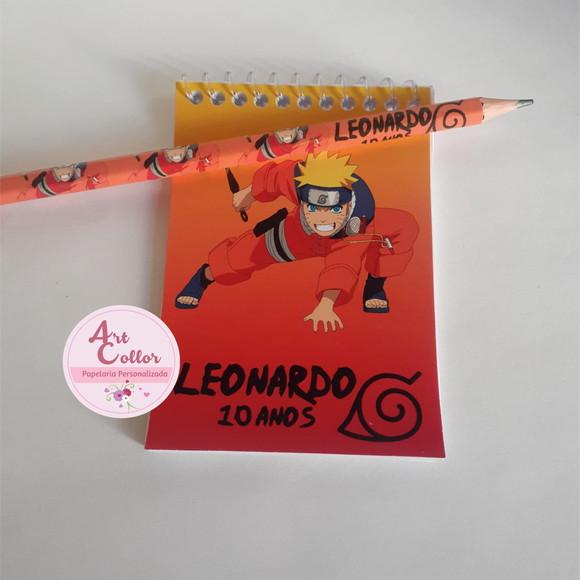20 Bloquinhos Naruto + Lápis Personalizado