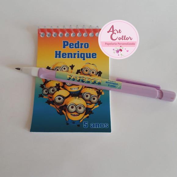 20 Bloquinhos Minions+ Lapiseira Personalizada
