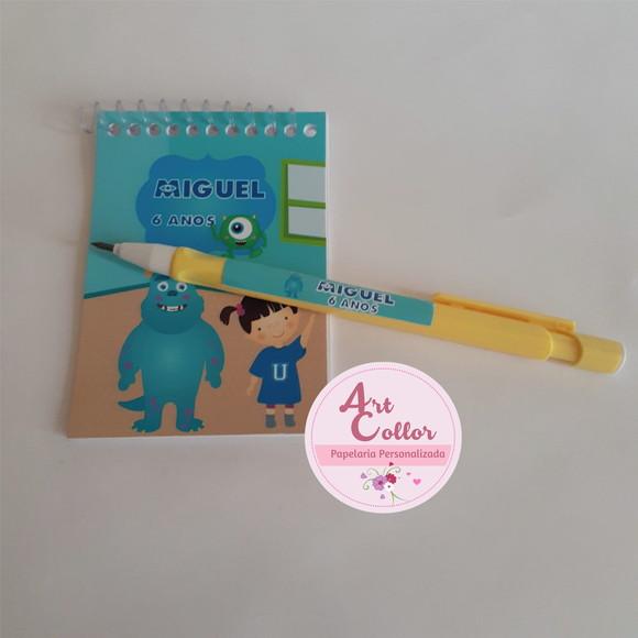 20 Bloquinhos Monstros Sa + Lapiseira Personalizada