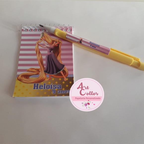 20 Bloquinhos Rapunzel+ Lapiseira Personalizada