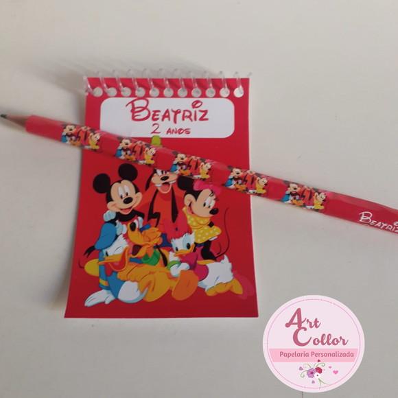 20 Bloquinhos Turma da Disney + Lápis Personalizado