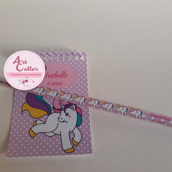 20 Bloquinhos Unicórnio + Lápis Personalizado