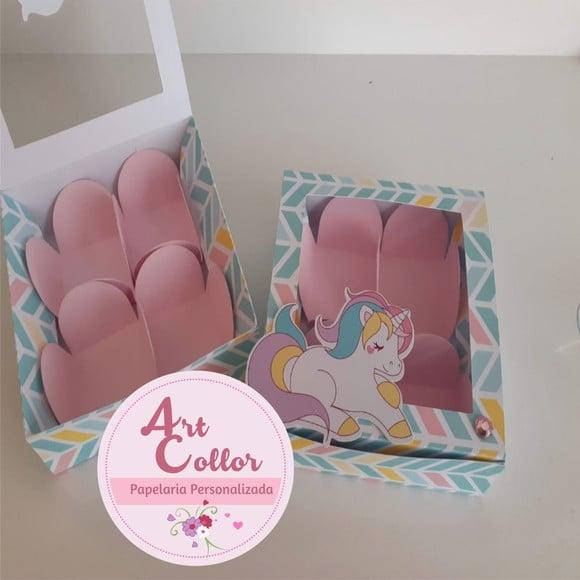10 Caixas para 4 Doces Unicornio
