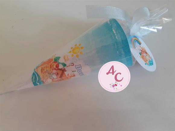 25 Cones de Papel Personalizado Arca de Noé Saquinho + Tag