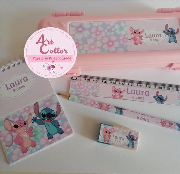 15 Kits Estojo Escolar Stitch e Angel