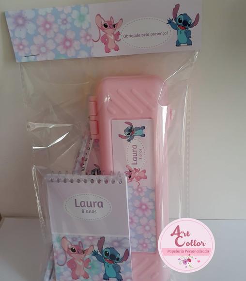 15 Kits Estojo Escolar Stitch e Angel