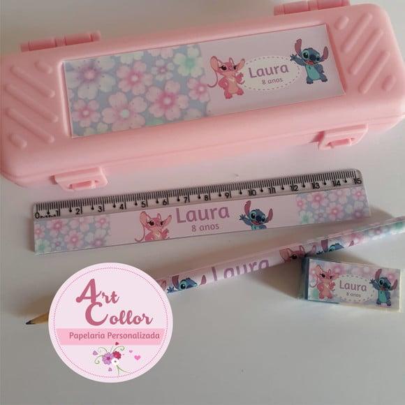 15 Kits Estojo Escolar Stitch e Angel