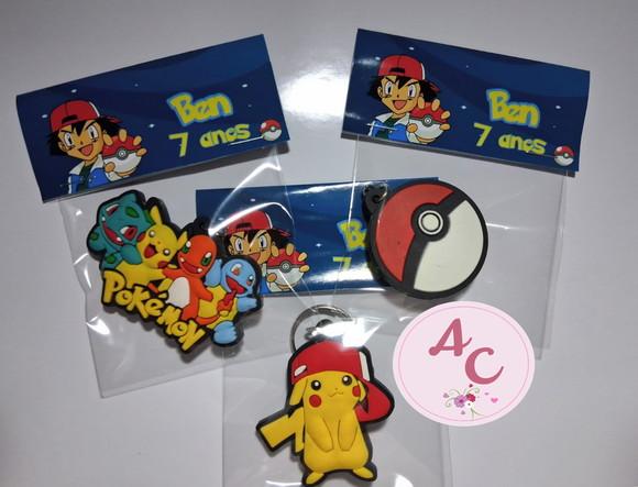 20 Chaveiros Emborrachado Pokemon Pokebola