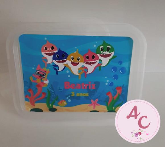 20 Marmitinhas 500 Gr Plástico Personalizada Baby Shark