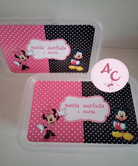 20 Marmitinhas 500 Gr Plástico Personalizada Mickey e Minnie