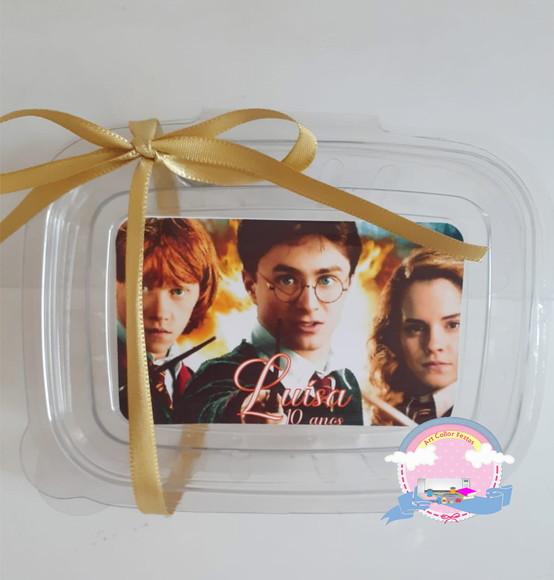 20 Marmitinhas Plástico Personalizada Harry Potter + Fita