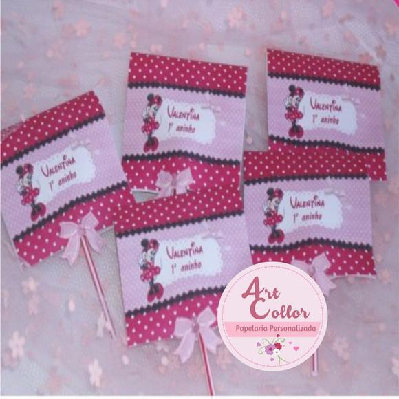 20 Pirulitos Personalizado Minnie Rosa