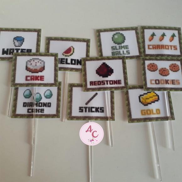 25 Plaquinhas Comidas Minecraft