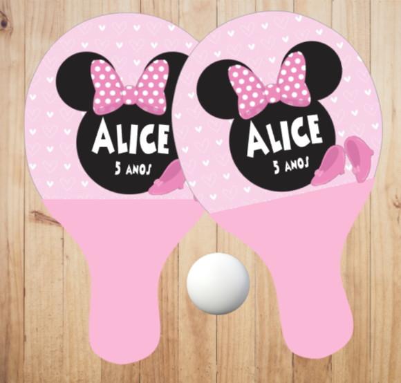 15 pares de Raquetes de Ping Pong Personalizadas Minnie Rosa