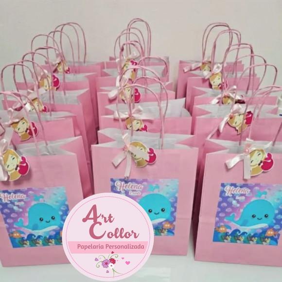 20 Sacolas de Papel + Tag Baleia e Sereia