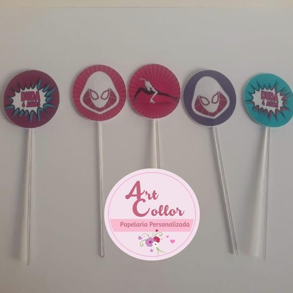 50 Topper para Doces Personalizado Ghost Spider