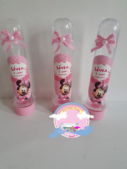 15 Tubetes Decorado Minnie Rosa