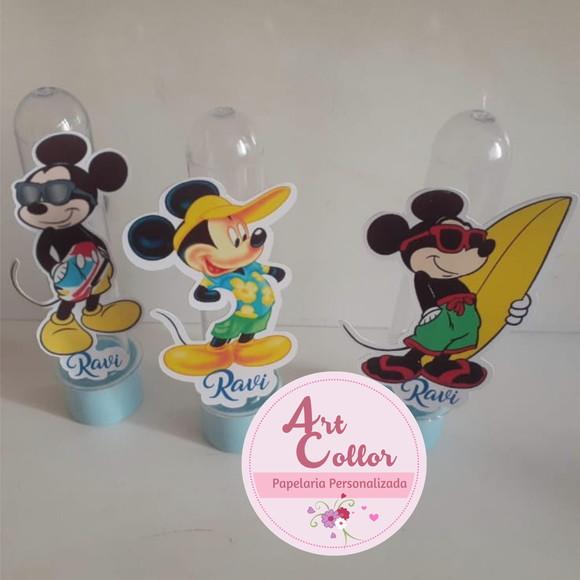 15 Tubetes com Aplique Mickey na Praia