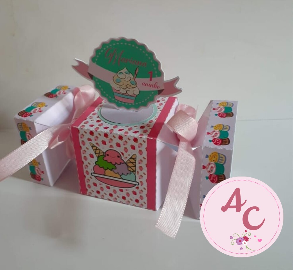 10 Caixas Bala com Aplique 3D doceria