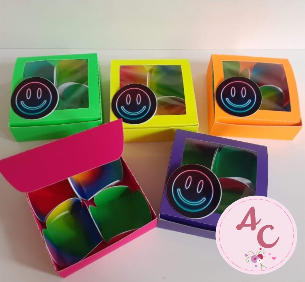 10 Caixas para 4 Doces Neon