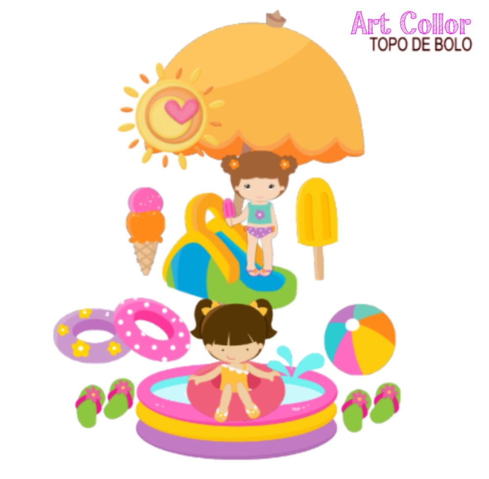 Topo de Bolo Pool Party