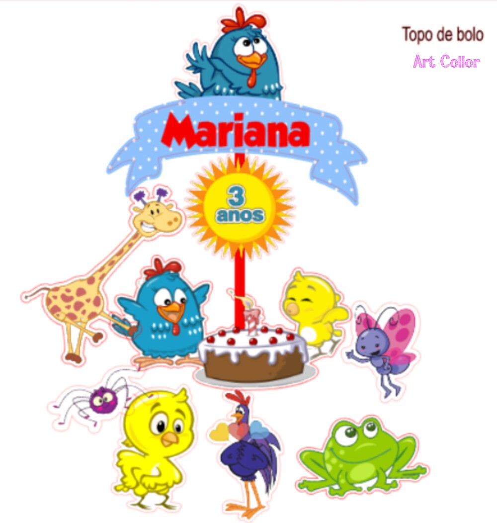 Topo de Bolo galinha pintadinha