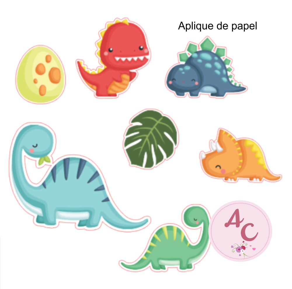 100 Apliques de Papel Dinossauro cute