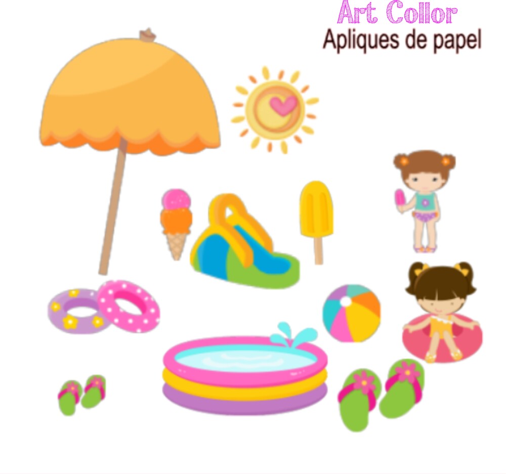 100 Apliques de Papel praia menina