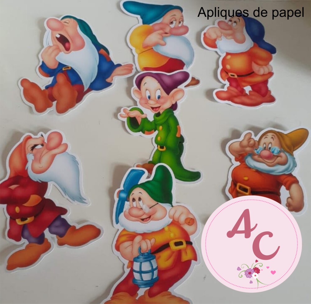 30 Apliques para Tubete 13 cm 7 anões