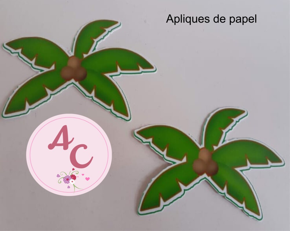 30 Apliques para Tubete 13 cm coqueiro