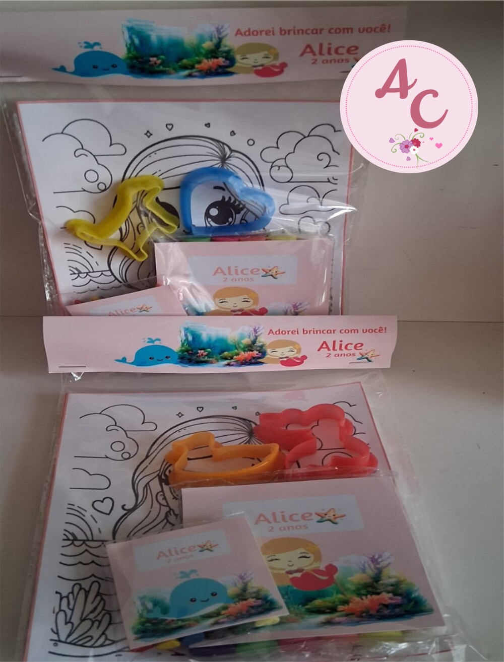 10 Kits Massinha, Giz de Cera Baleia e Sereia