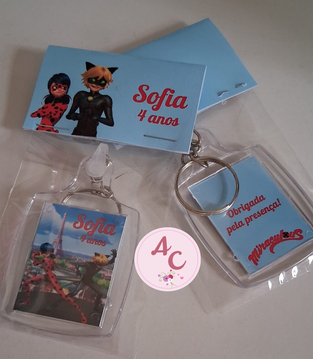 20 Chaveiros personalizados Miraculous