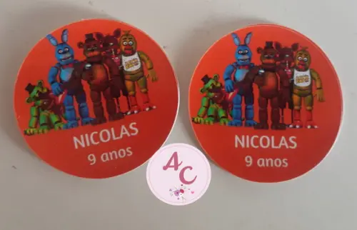 50 Adesivos redondo  Five Nights At Freddy