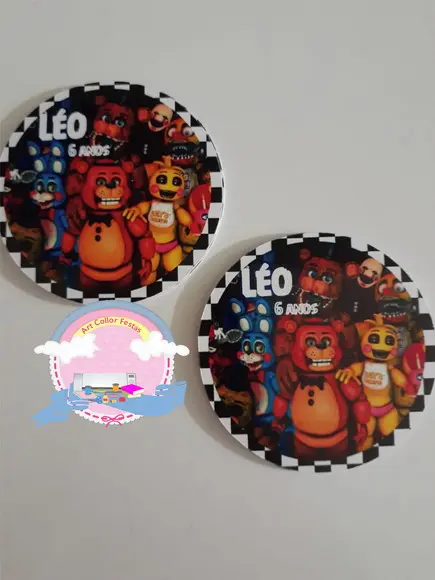 50 Adesivos redondo  Five Nights At Freddy