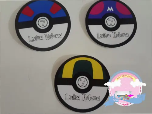 50 Adesivos redondo Pokemon