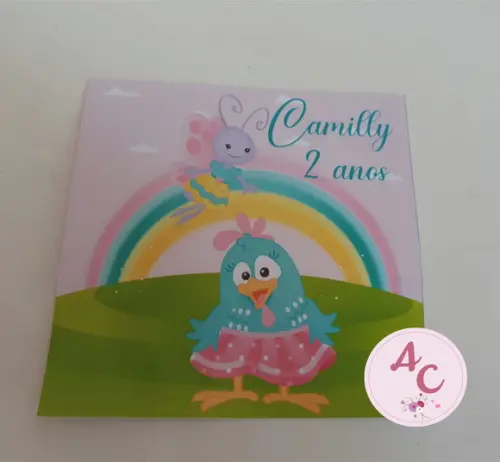 20 Adesivos para sacolinha Galinha Pintadinha Candy