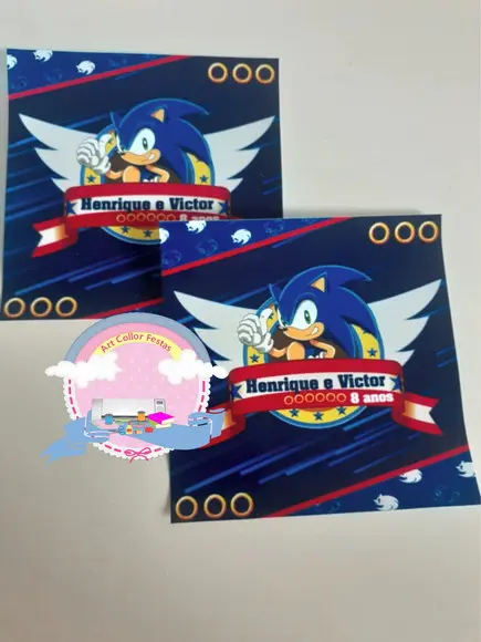 20 Adesivos para sacolinha Sonic