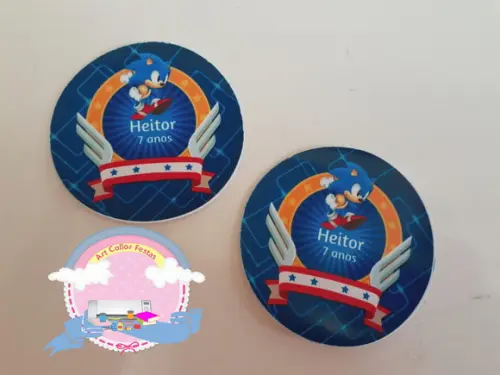 50 Adesivos redondo Sonic