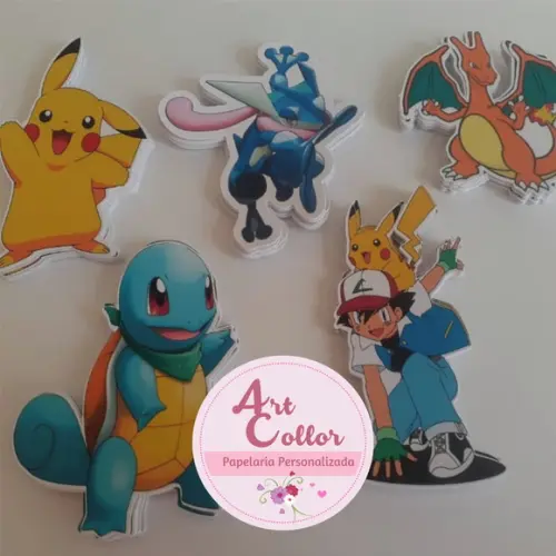 30 Apliques para Tubete 13 cm Pokemon