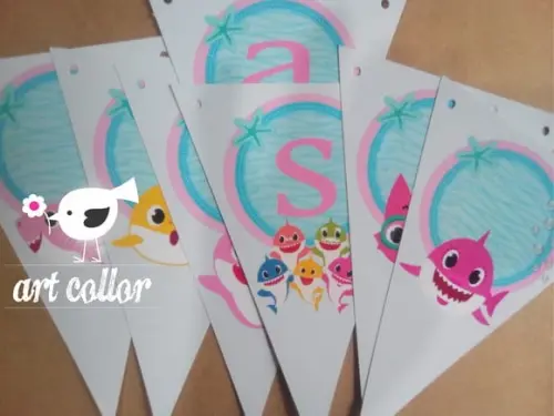 10 Bandeirolas Baby Shark