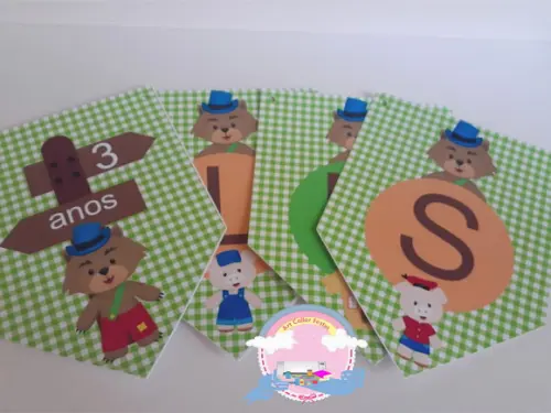 10 Bandeirolas 3 Porquinhos