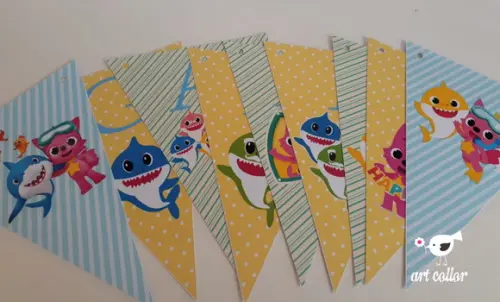 10 Bandeirolas Baby Shark