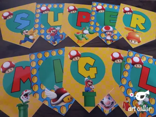 10 Bandeirolas Mario Bros