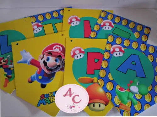 10 Bandeirolas Mario Bros